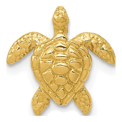 14K Yellow Gold Sea Turtle Slide Pendant