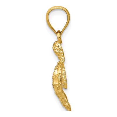 14K Yellow Gold Diamond-Cut Sea Turtle Pendant – view 3