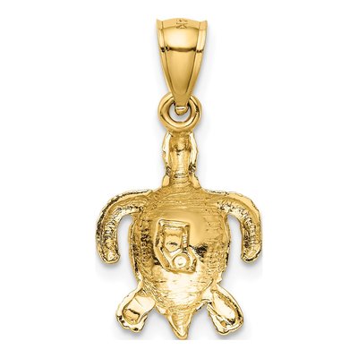 14K Yellow Gold Diamond-Cut Sea Turtle Pendant – view 4