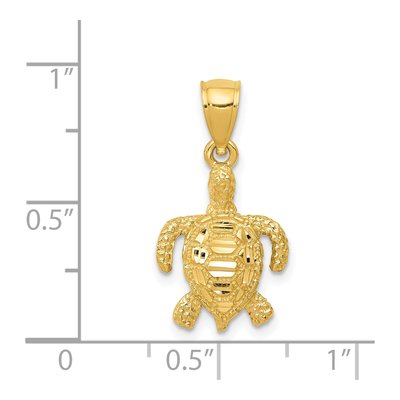14K Yellow Gold Diamond-Cut Sea Turtle Pendant – view 5