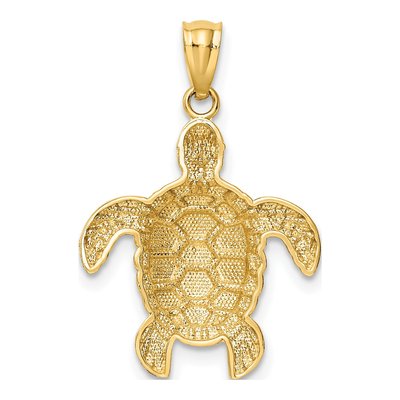 14K Yellow Gold Sea Turtle Pendant – view 4