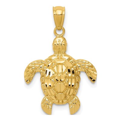 14K Yellow Gold Sea Turtle Pendant