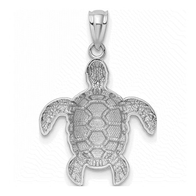 14K White Gold Sea Turtle Pendant – view 4