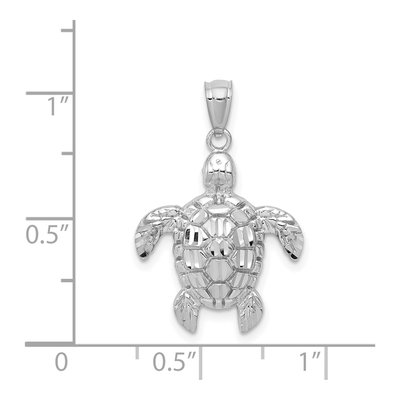 14K White Gold Sea Turtle Pendant – view 5