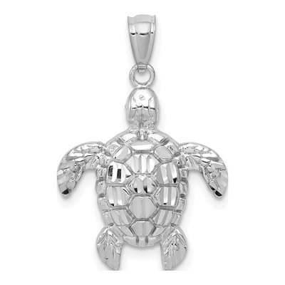 14K White Gold Sea Turtle Pendant