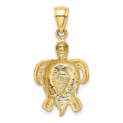 14K Yellow Gold Lab-Created Opal Turtle Pendant – view 4
