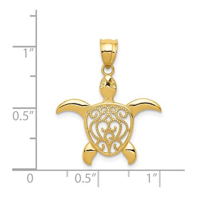 14K Yellow Gold Filigree Sea Turtle Pendant – view 5