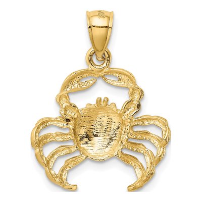 14K Yellow Gold Diamond-Cut Crab Pendant – view 4