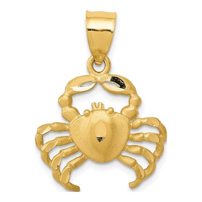 14K Yellow Gold Diamond-Cut Crab Pendant