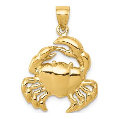 14K Yellow Gold Crab Pendant