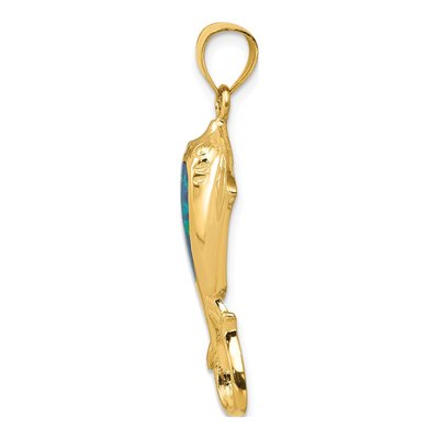 14K Yellow Gold Lab-Created Opal Stingray Pendant – view 3