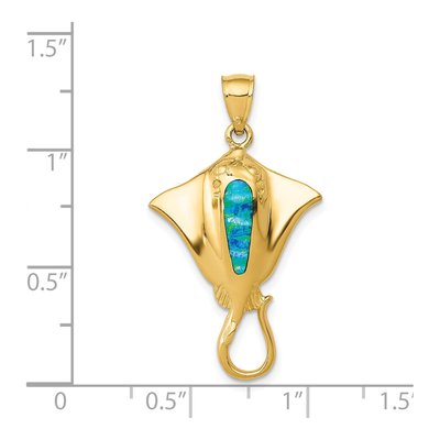 14K Yellow Gold Lab-Created Opal Stingray Pendant – view 5