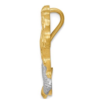 14K Yellow Gold Diamond-Cut Mermaid Omega Slide Pendant – view 3