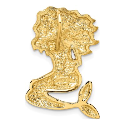 14K Yellow Gold Diamond-Cut Mermaid Omega Slide Pendant – view 4