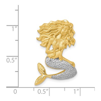 14K Yellow Gold Diamond-Cut Mermaid Omega Slide Pendant – view 5