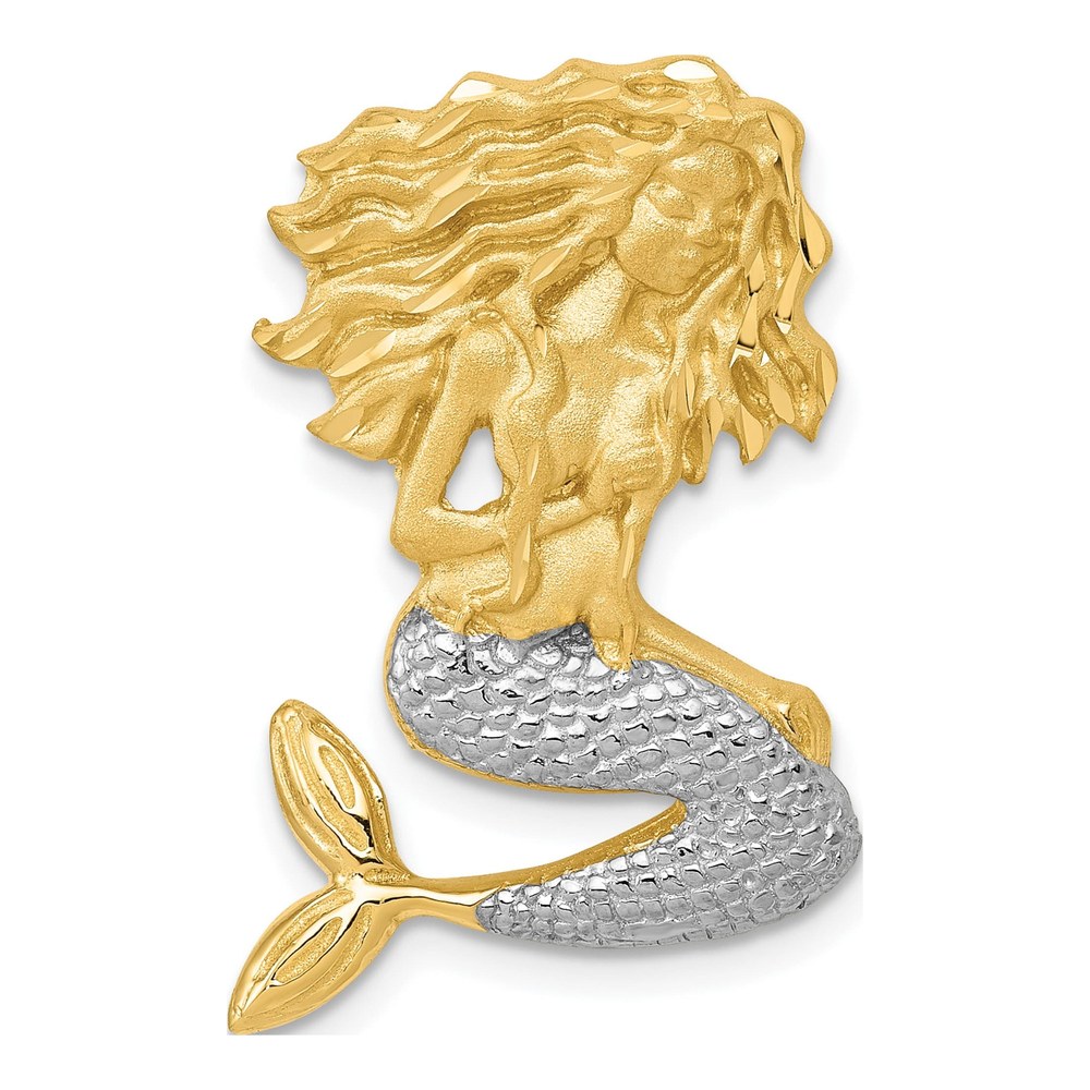 14k Yellow Gold Diamond-Cut Mermaid Omega Slide