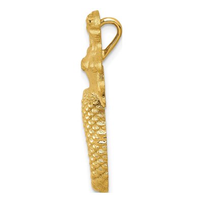 14K Yellow Gold Diamond-Cut Mermaid Slide Pendant – view 3