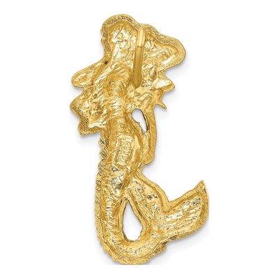 14K Yellow Gold Diamond-Cut Mermaid Slide Pendant – view 4