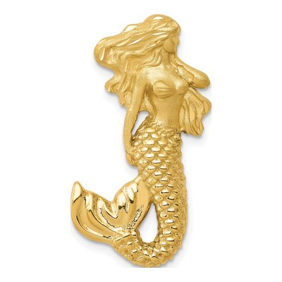 14K Yellow Gold Diamond-Cut Mermaid Slide Pendant