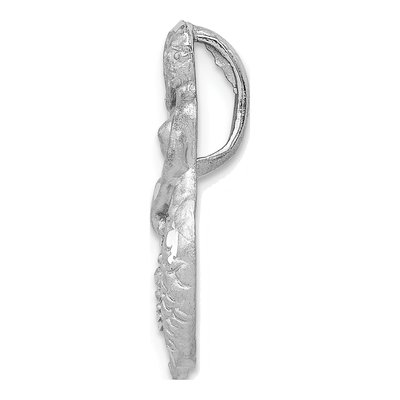 14K White Gold Diamond-Cut Mermaid Omega Slide Pendant – view 3