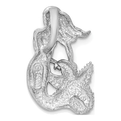 14K White Gold Diamond-Cut Mermaid Omega Slide Pendant – view 4