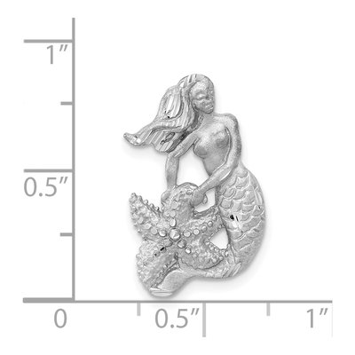 14K White Gold Diamond-Cut Mermaid Omega Slide Pendant – view 5