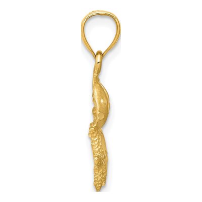 14K Yellow Gold Satin Diamond-Cut Sea Life Pendant – view 3