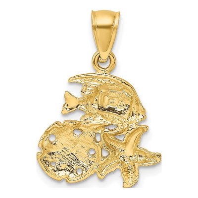 14K Yellow Gold Satin Diamond-Cut Sea Life Pendant – view 4