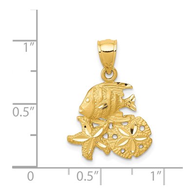 14K Yellow Gold Satin Diamond-Cut Sea Life Pendant – view 5