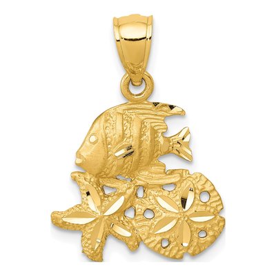 14K Yellow Gold Diamond-Cut Sea Life Pendant