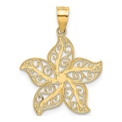 14K Yellow Gold Filigree Starfish Pendant – view 4