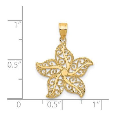 14K Yellow Gold Filigree Starfish Pendant – view 5