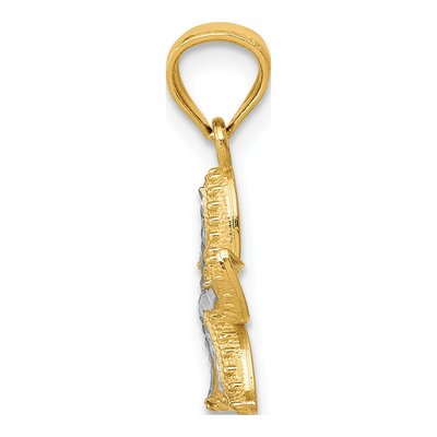 14K Yellow & Rhodium Diamond-Cut Starfish Pendant – view 3