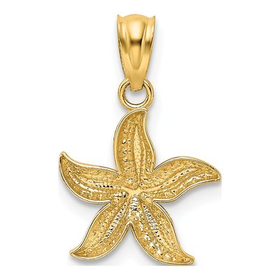 14K Yellow & Rhodium Diamond-Cut Starfish Pendant – view 4