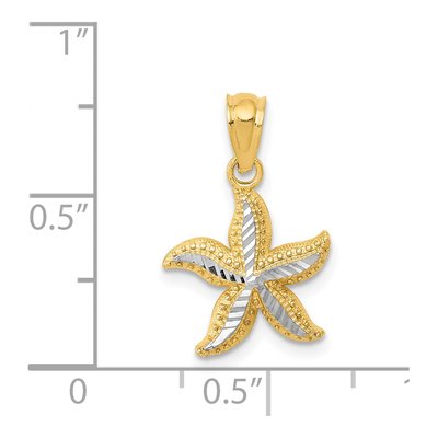 14K Yellow & Rhodium Diamond-Cut Starfish Pendant – view 5