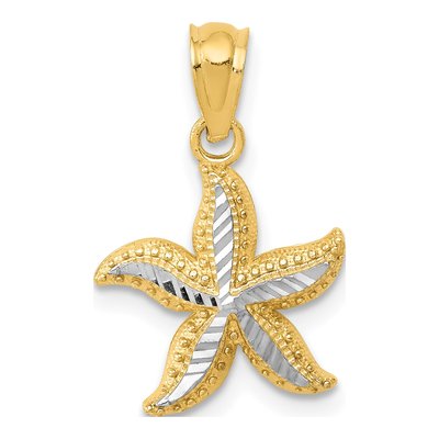 14K Yellow Gold Diamond-Cut Starfish Pendant