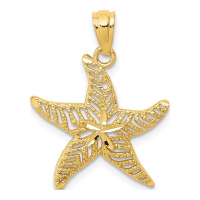 14K Yellow Gold Filigree Starfish Pendant