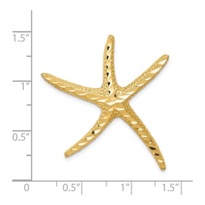 14K Yellow Gold Textured Starfish Omega Slide Pendant – view 5