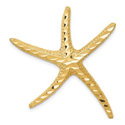 14K Yellow Gold Textured Starfish Omega Slide Pendant