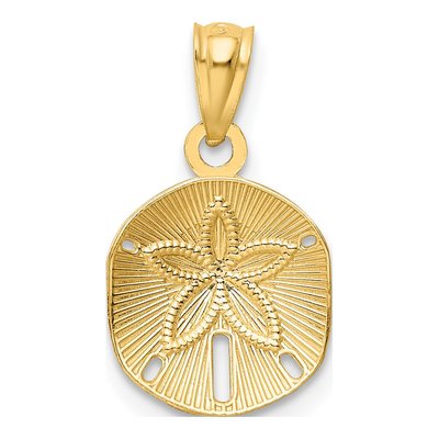 14K Yellow Gold Diamond-Cut Sand Dollar Pendant – view 4
