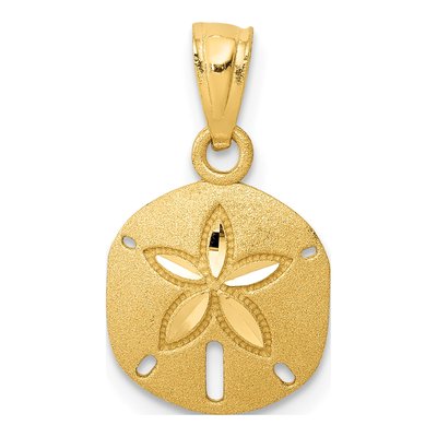 14K Yellow Gold Diamond-Cut Sand Dollar Pendant