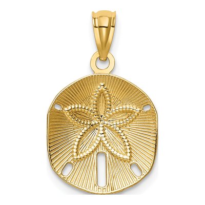 14K Yellow Gold Diamond-Cut Sand Dollar Pendant – view 4