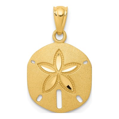 14K Yellow Gold Diamond-Cut Sand Dollar Pendant