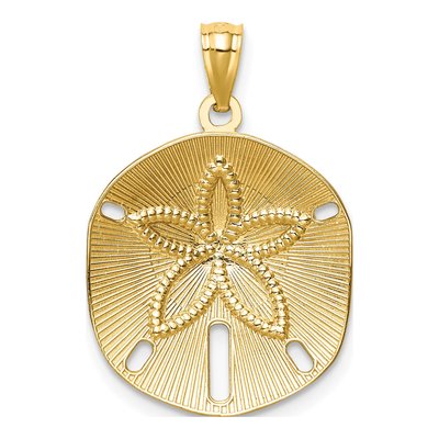 14K Yellow Gold Diamond-Cut Sand Dollar Pendant – view 4