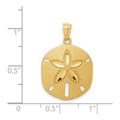 14K Yellow Gold Diamond-Cut Sand Dollar Pendant – view 5