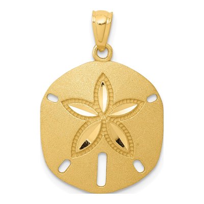 14K Yellow Gold Diamond-Cut Sand Dollar Pendant