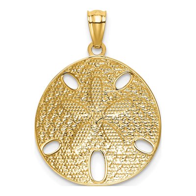 14K Yellow & Rhodium Sand Dollar Pendant – view 4