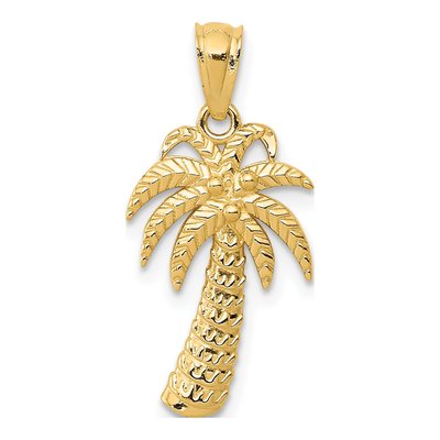 14K Yellow Gold Palm Tree Pendant