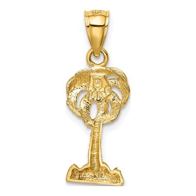 14K Yellow Gold Diamond-Cut Palm Tree Pendant – view 4