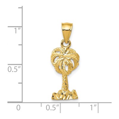 14K Yellow Gold Diamond-Cut Palm Tree Pendant – view 5